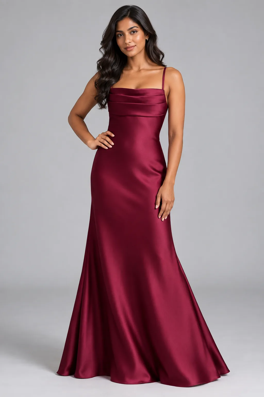Bridesmaid dresses: Paris - Cowl-Neck Mermaid Bridesmaid Gown in Berry Wine