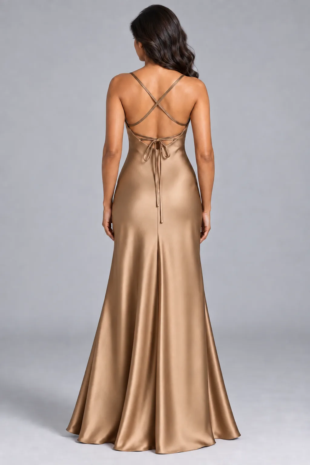 Bridesmaid dresses: Paris - Cowl-Neck Mermaid Bridesmaid Gown in Champagne Gold