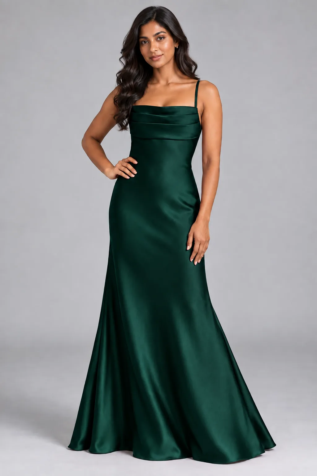 Bridesmaid dresses: Paris - Cowl-Neck Mermaid Bridesmaid Gown in Deep Emerald