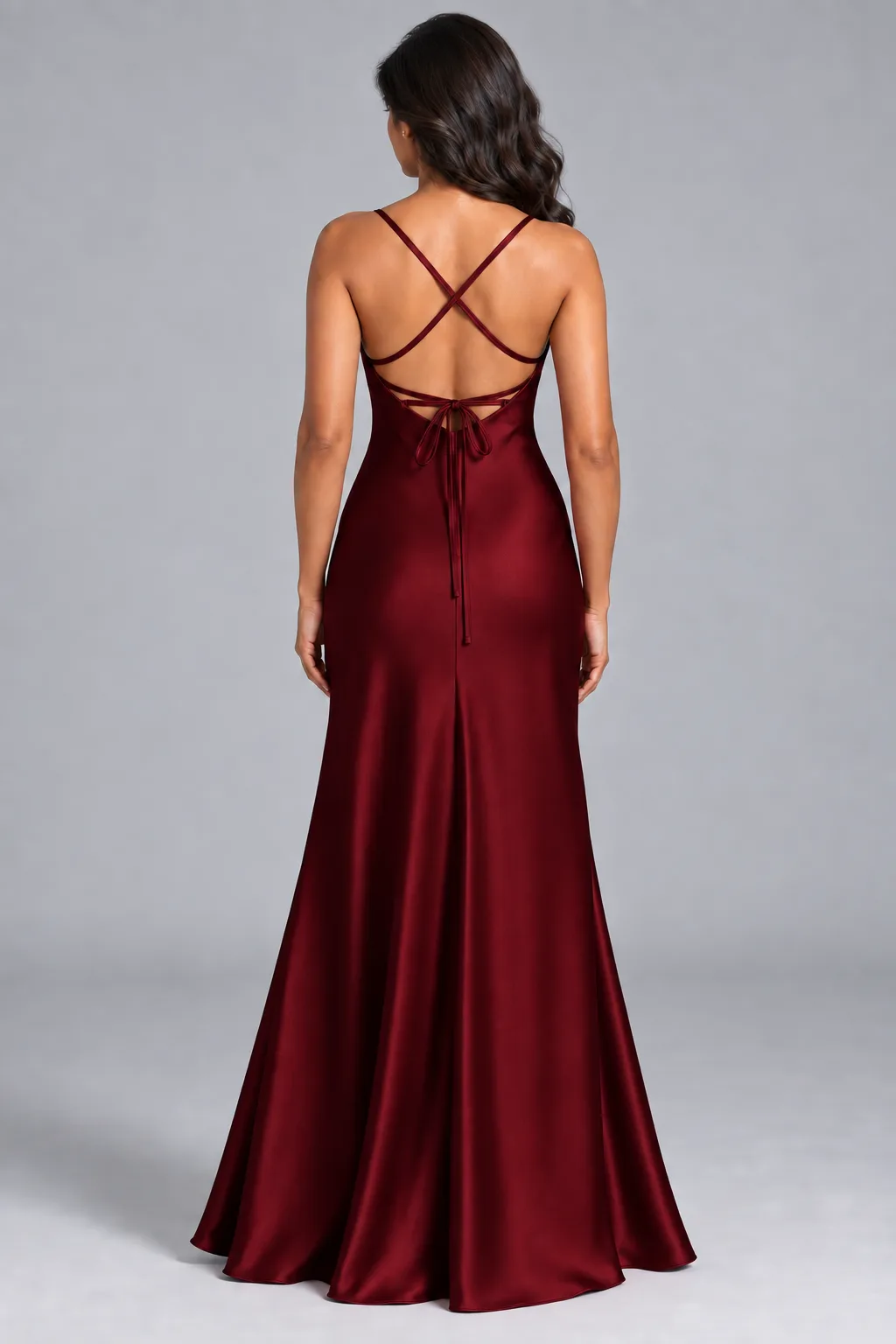 Bridesmaid dresses: Paris - Cowl-Neck Mermaid Bridesmaid Gown in Deep Wine Red