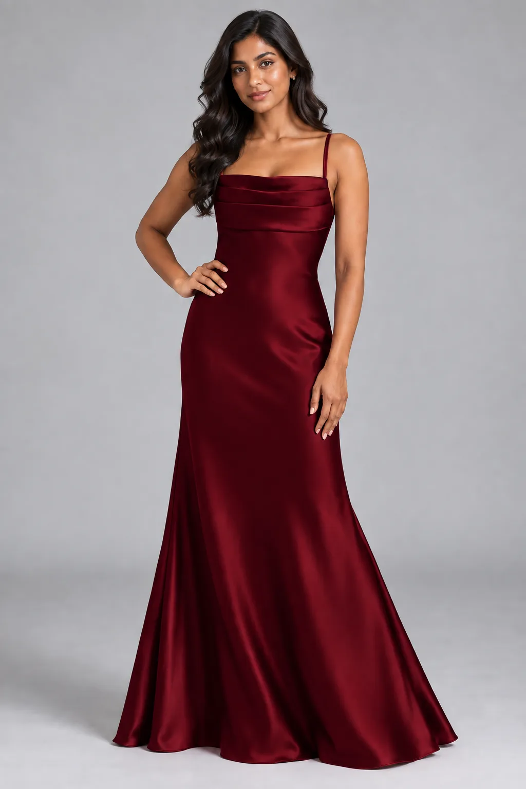 Bridesmaid dresses: Paris - Cowl-Neck Mermaid Bridesmaid Gown in Deep Wine Red