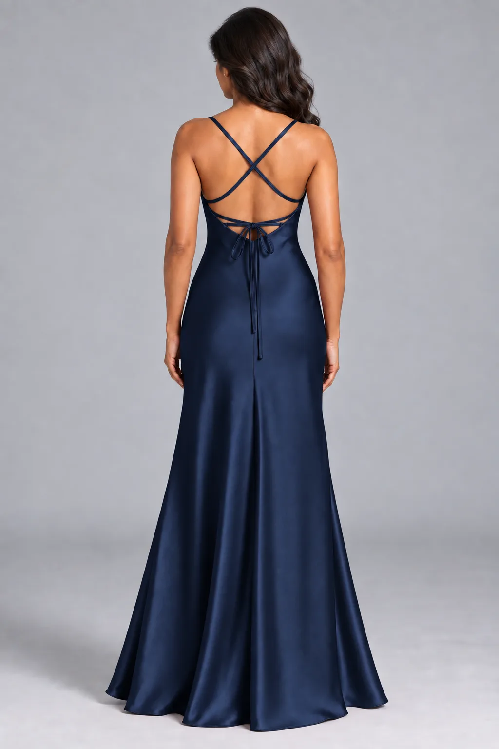 Bridesmaid dresses: Paris - Cowl-Neck Mermaid Bridesmaid Gown in Midnight Navy