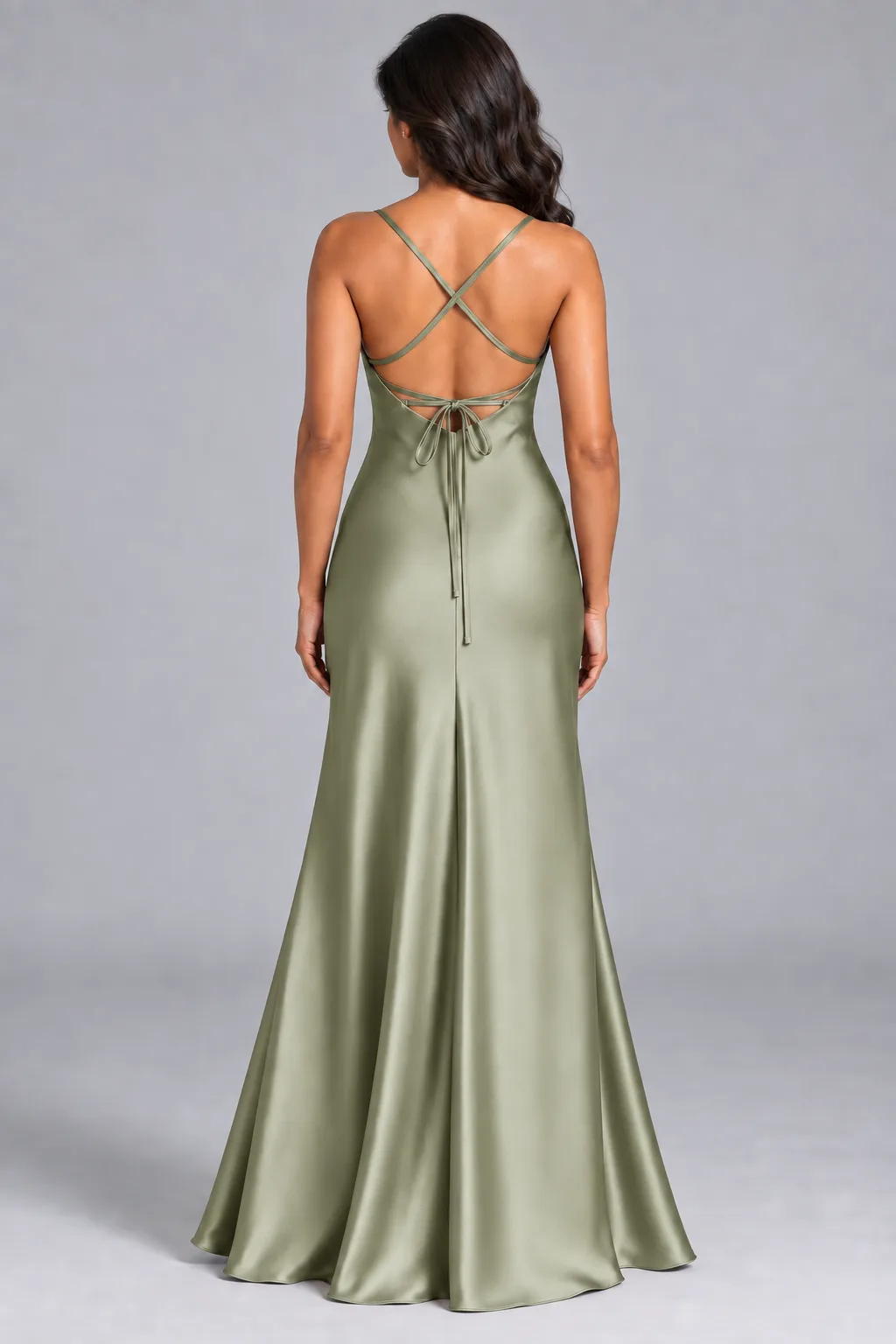 Bridesmaid dresses: Paris - Cowl-Neck Mermaid Bridesmaid Gown in Sage Green