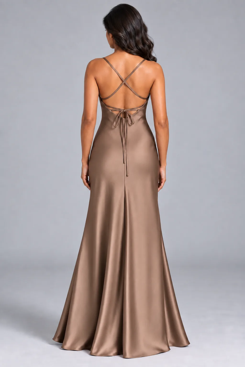 Bridesmaid dresses: Paris - Cowl-Neck Mermaid Bridesmaid Gown in Warm Taupe