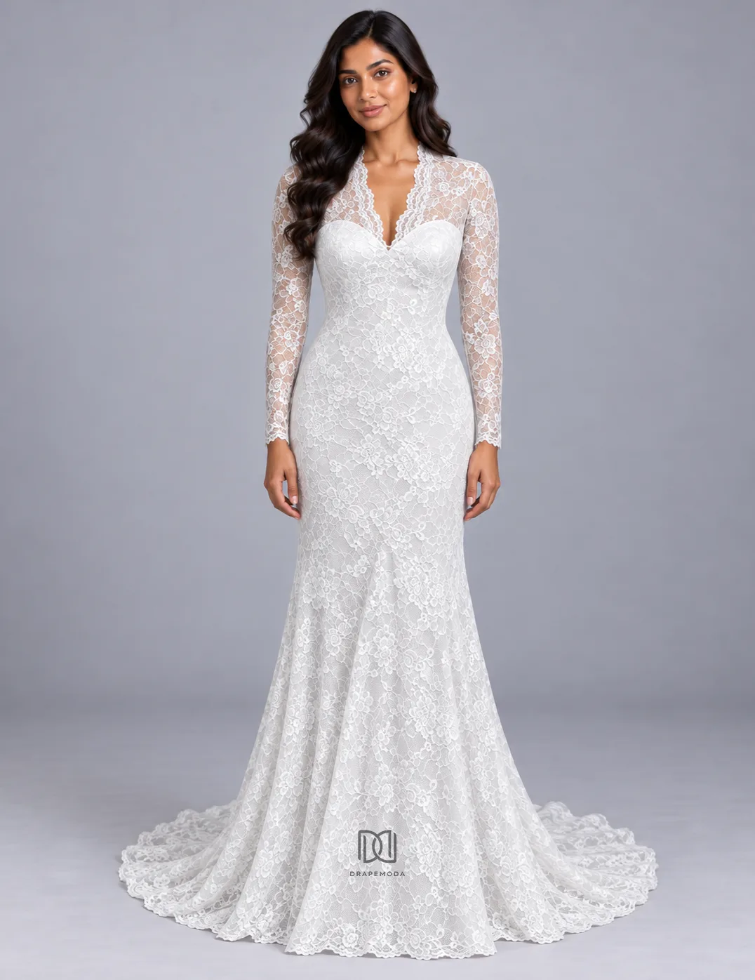 Bridal gowns: Salomea - Bridal Gown with train - Embellished Lace & Satin