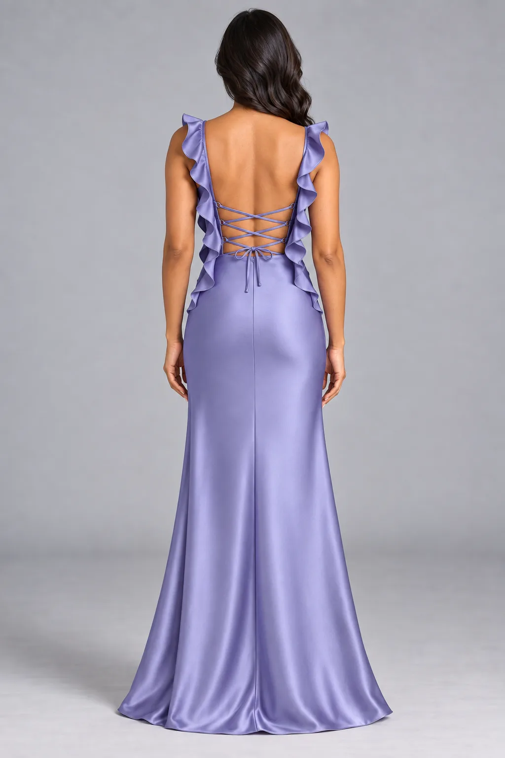 Bridesmaid dresses: Talia - Ruffle-Strap Bridesmaid Gown in Baby Lavender
