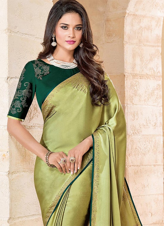 Light Olive Green Designer Saree