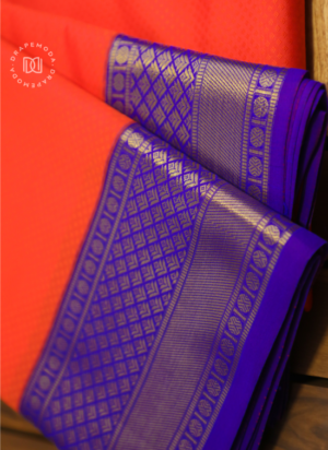 Bright orange - Purple Soft Silk Saree