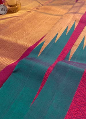 Maroon with Dark Green Pure Silk Saree