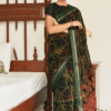 Dark green cotton saree