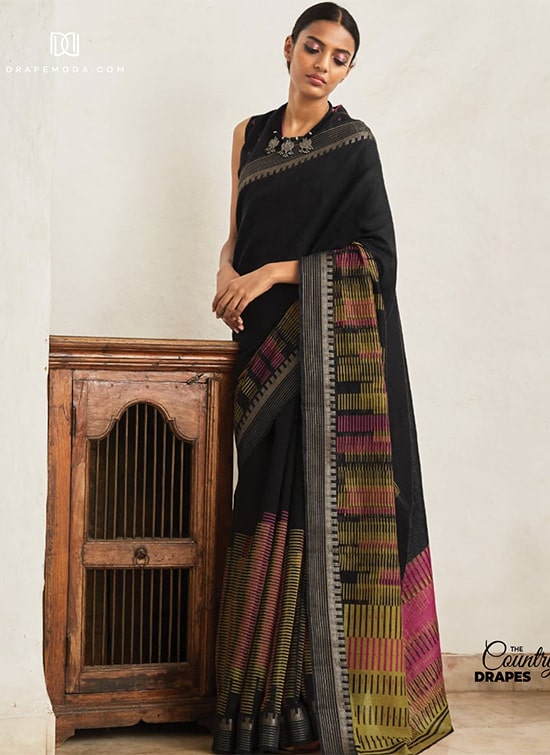 Black Cotton Saree