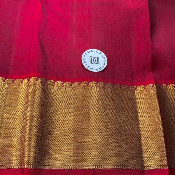 Dark red & Forest Green Silk Saree