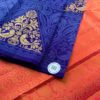 Navy Blue with Orange Pure Silk Saree