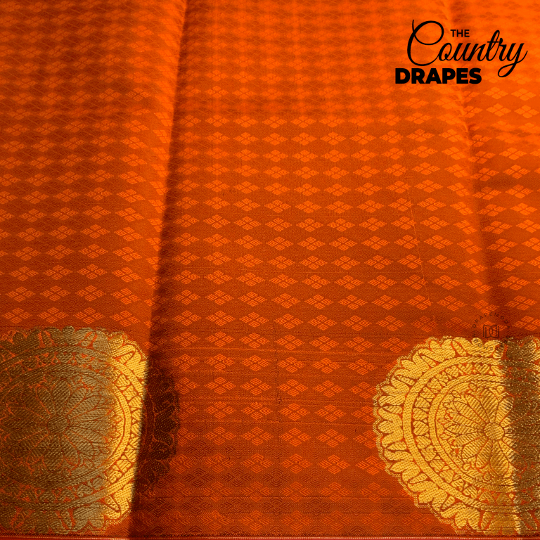 Ink Blue and Orange Saree