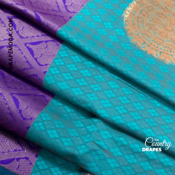 Teal blue with purple saree