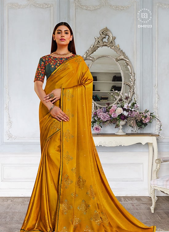 Golden Yellow Designer Saree