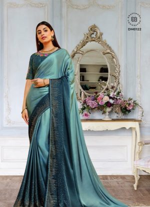 Light and Dark Pine Green Designer Saree