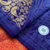 Navy Blue with Orange Pure Silk Saree