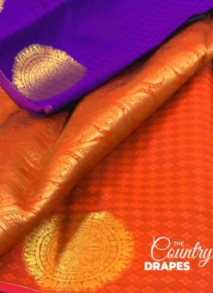 Purple with Orange Silk Saree