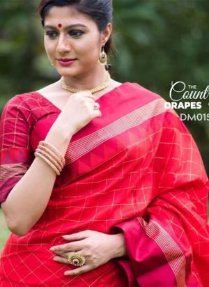 Red Checkered Saree