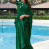 Dark Green Poly Chiffon Saree