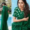 Dark Green Poly Chiffon Saree