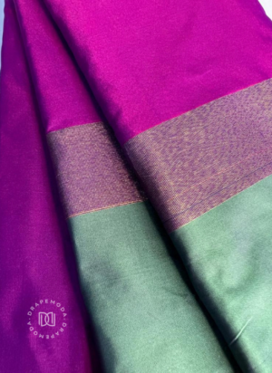 Magenta with Moss Green Semi Silk Saree