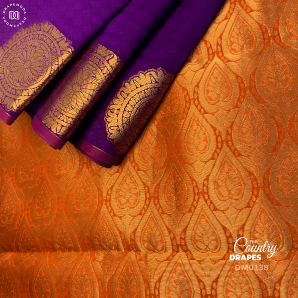 Purple with Orange Silk Saree