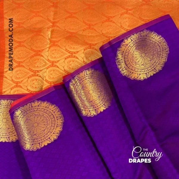 Purple with Orange Silk Saree
