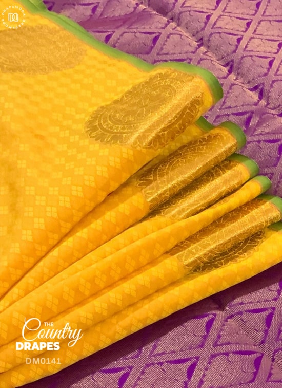 Mustard yellow and purple saree