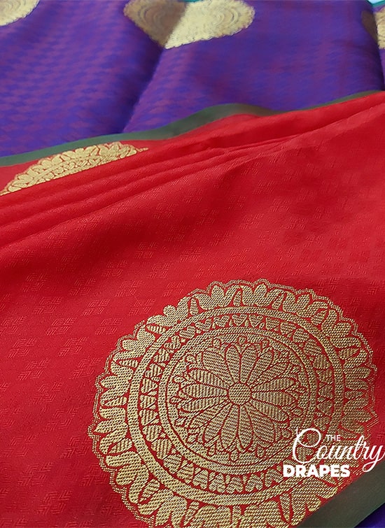 Red and Purple Handloom Silk Saree