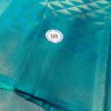Turquoise Sea Green with Golden border Pure Silk Saree