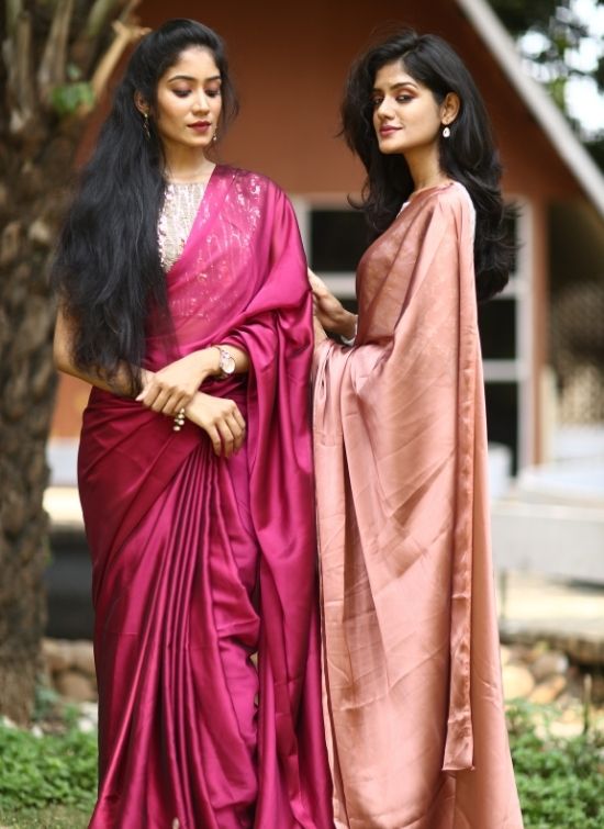 Resham And Zari Work Blouse With Pink Saree